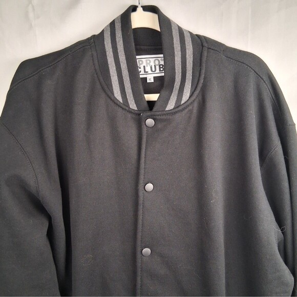 Pro Club Men's Varsity Fleece Baseball Jacket X-Large, Black/Charcoal - Picture 3 of 9